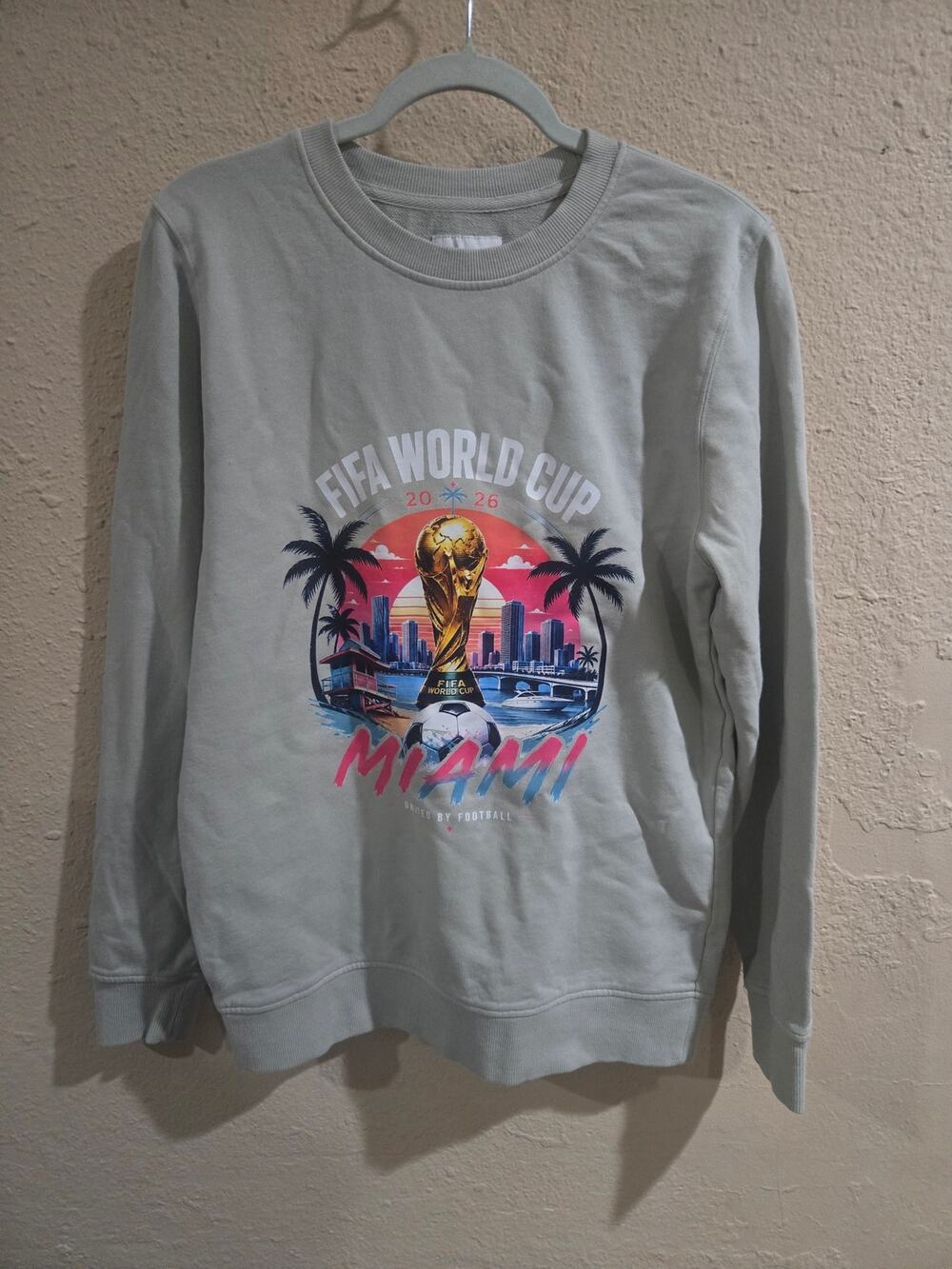 FIFA World Cup Miami Printed Goodfellow Sweatshirt, Light Green, Size Small